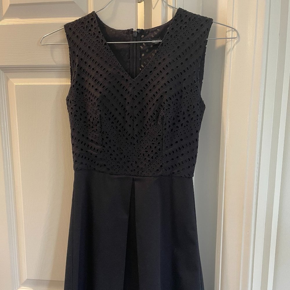 Black Dress with Eyelet Lace Detailing